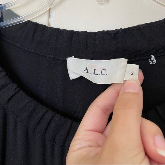 A.L.C. Common BlousonTop Drawstring Black Dress 2 - Picture 4 of 8